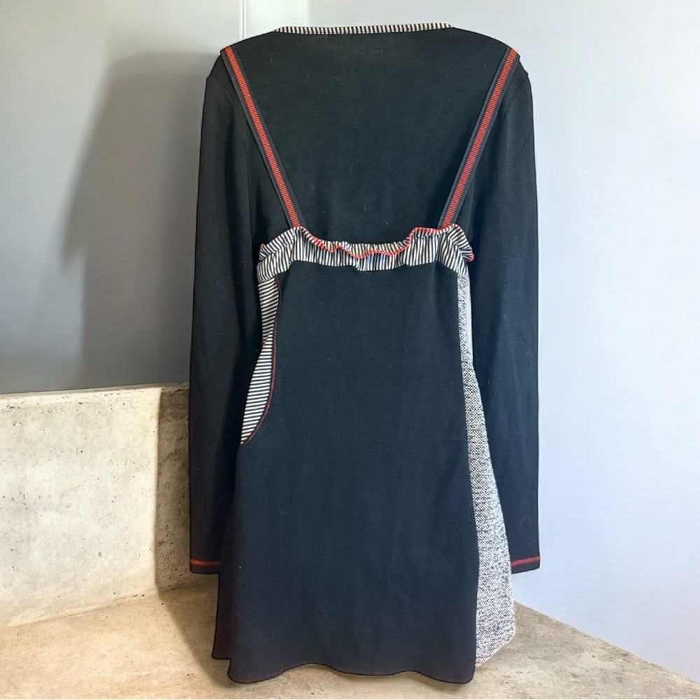 The Pyramid Collection Black Patchwork Tunic Dress Boho Gothic Artsy Long Sleeve - Picture 6 of 9